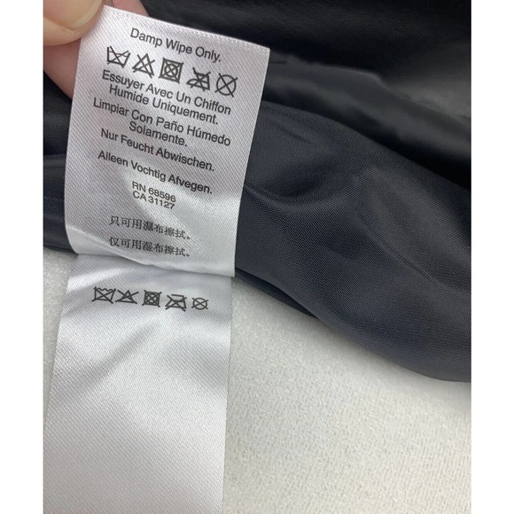 NWT DKNY Zip Front Faux Leather Moto Jacket Black W/ Tiny Metallic Detail Trim - Picture 11 of 16